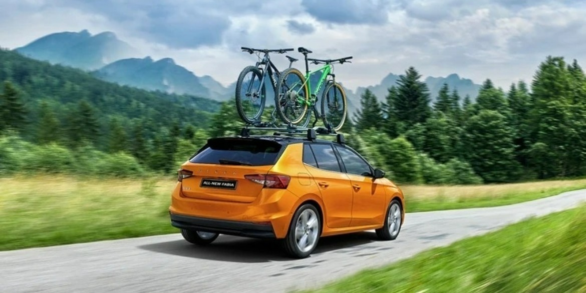 Skoda accessories promotion image with bike rack