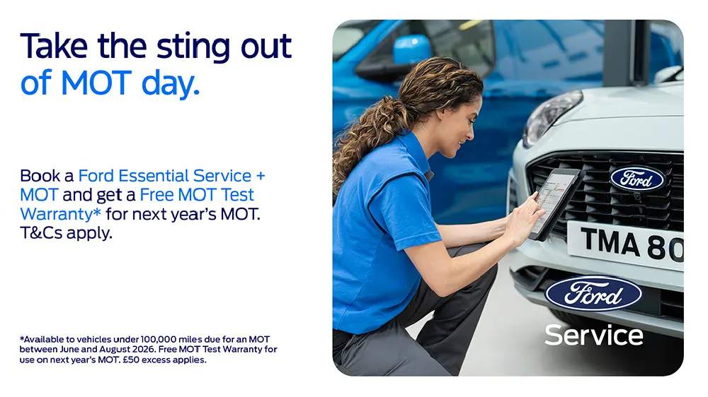 DS 3499 Ford MOT Warranty Offers Essential Service Promo Scrolling Banner Desktop 1000X562