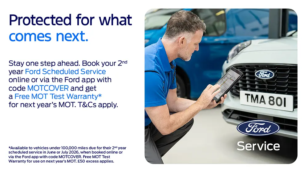 DS 3499 Ford MOT Warranty Offers Scheduled Service Promo Scrolling Banner Desktop 1000X562