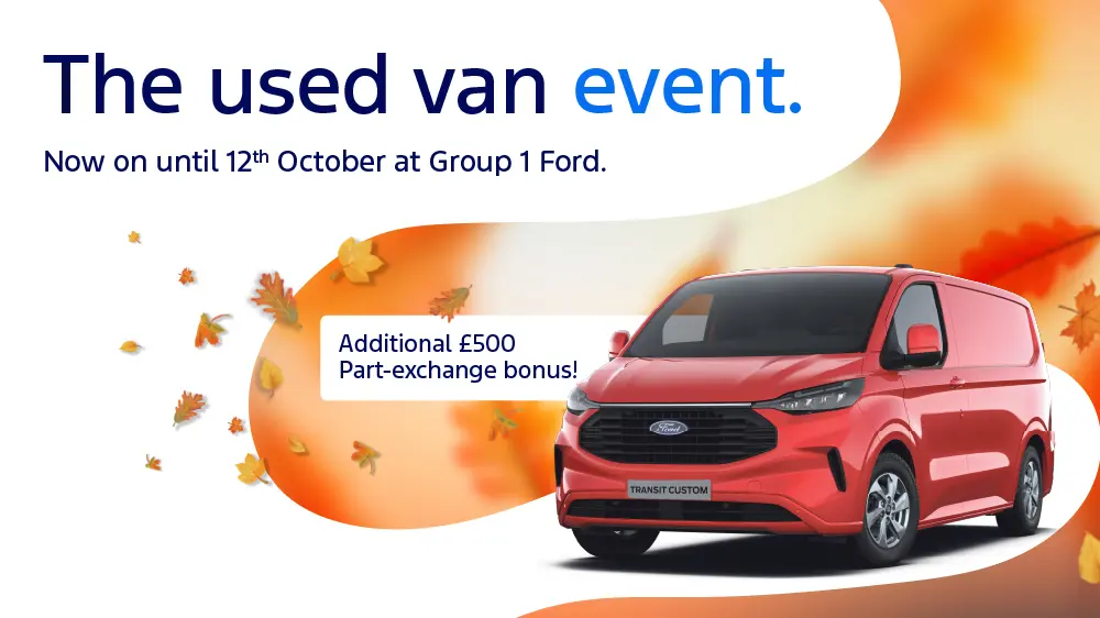 DS 1998 Group 1 October Used Car Event Ford CV Promo Scrolling Banner Desktop 1000X562