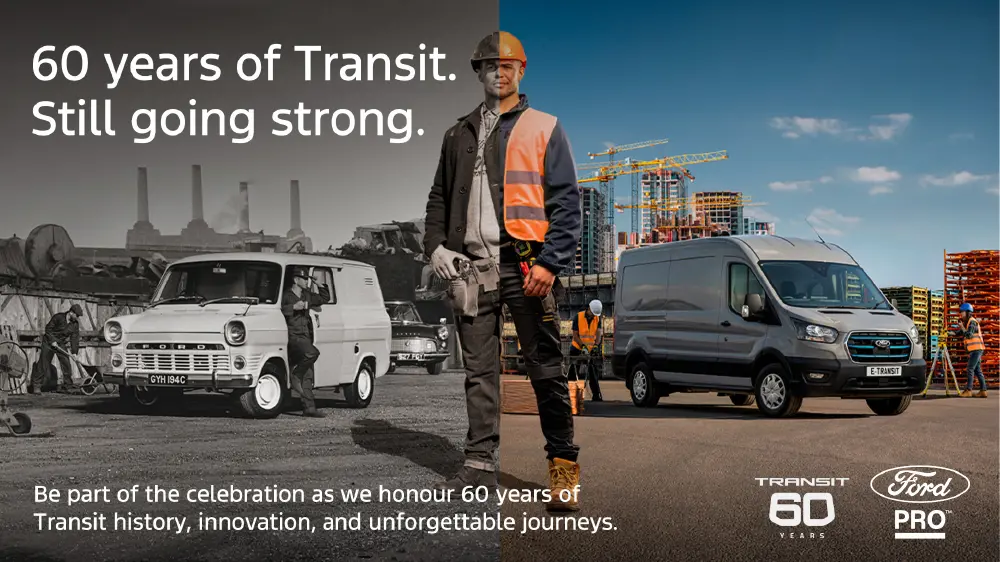 DS 1994 Ford CV 60 Years Of Transit Promo Scrolling Banner 1000X562 Desktop
